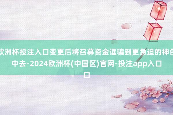 欧洲杯投注入口变更后将召募资金诓骗到更急迫的神色中去-2024欧洲杯(中国区)官网-投注app入口