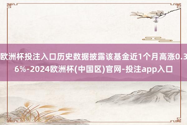 欧洲杯投注入口历史数据披露该基金近1个月高涨0.36%-2024欧洲杯(中国区)官网-投注app入口